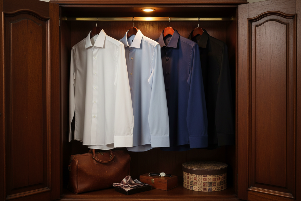 BON VOYAGE - BV0348 in 4 colours hanging in vintage wardrobe